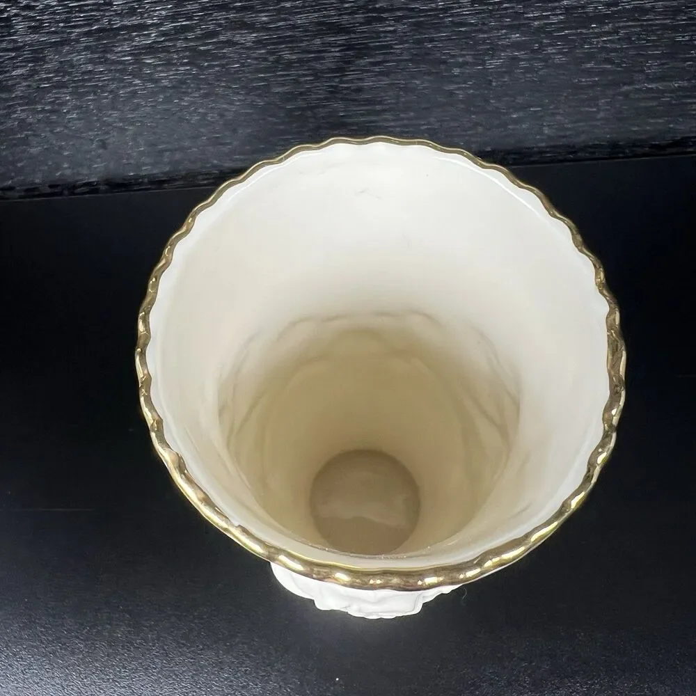 Valentines/Wedding Vase “Two Hearts…One Love..” Embossed Roses, Gold Tone Trim